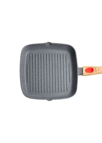 Алюминиевая сковорода-гриль 24 см со стеклянной крышкой Квадрат серый MGC Jooki (358705633)