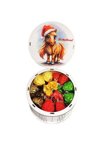 Подарок №32/6 "Пони и сладкое чудо" 515г (15х15х7 см, в деревянной коробке) Унікальна цукерка (372656183)