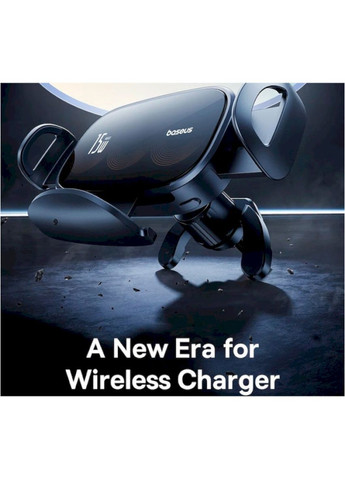 Автомобільний тримач з БЗП LightChaser Series Triple-Coil Wireless Charging Electric Car Mount Cluster Black Baseus (314975210)