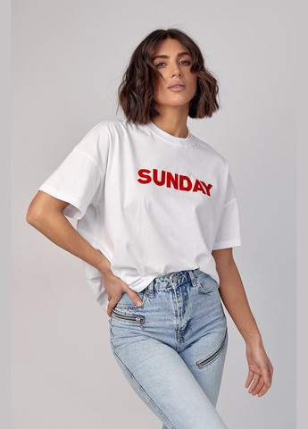 Жіноча футболка oversize з написом Sunday Lurex - (290663601)
