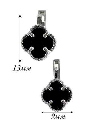 Золоті сережки «Конюшина» з оніксом Diamond -Б/он-2с No Brand (356452438)