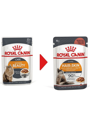 ПАК.Влажный корм для взрослых кошек HAIR&SKIN IN GRAVY (Соус) поддержание здоровья кожи и шерсти12шт по 85 г Royal Canin (317750901)