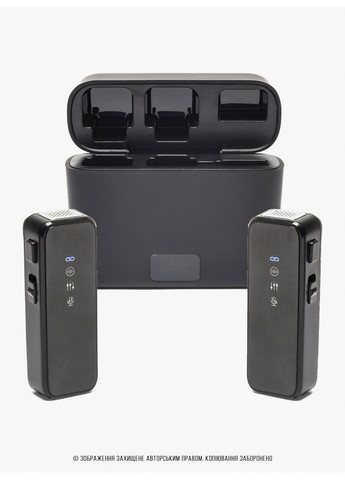 Бездротовий петличний мікрофон з кейсом для телефону айфона з вітрозахисними насадками 2 шт набір Чорний 73718 OnePro (361286261)