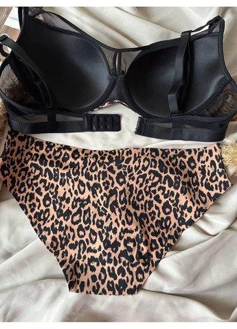 Коричневый комплект бюстгальтер + трусики слипы 1997d леопардовый Weiyesi