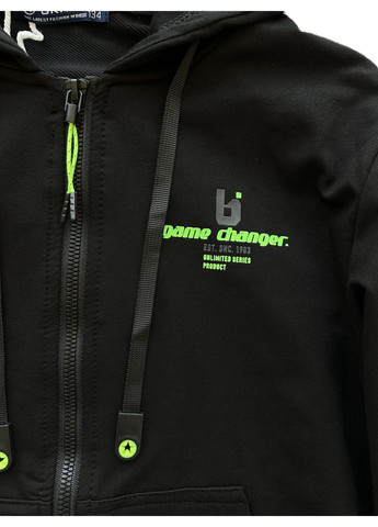 Спортивный костюм толстовка с молнией (зепка) и брюки-джогеры B13969-1 черный с зеленым Grace (356111759)