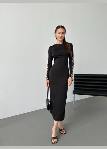 Чорна святковий, коктейльна, кежуал, повсякденний, відвертий, вечірня жіноча сукня силуетна FINO Mode однотонна