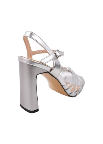 Серые босоножки женские серебро на каблуке Gelsomino