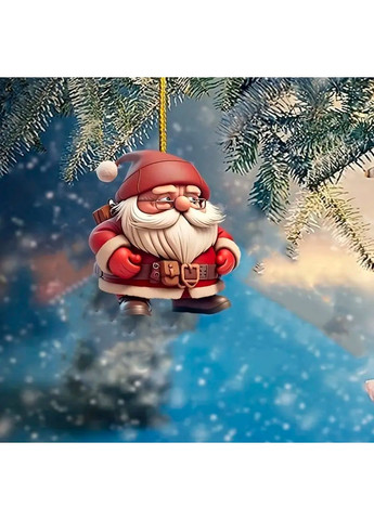 Акриловый Санта Клаус (Дед Мороз) елочная игрушка или подвеска в машину, подвеска на ключи No Brand (314813459)