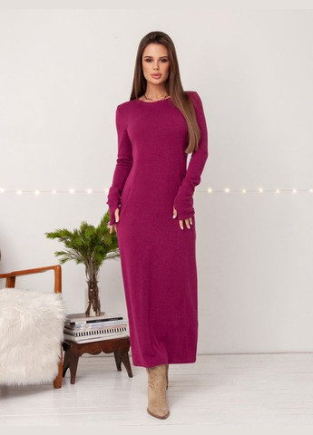 Фіолетова повсякденний фіолетова довга сукня з кишенями ISSA PLUS однотонна