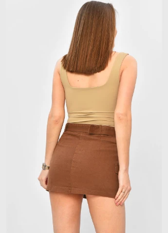 Спідниця-шорти жіноча однотонна коричневого кольору Let's Shop (331109566)