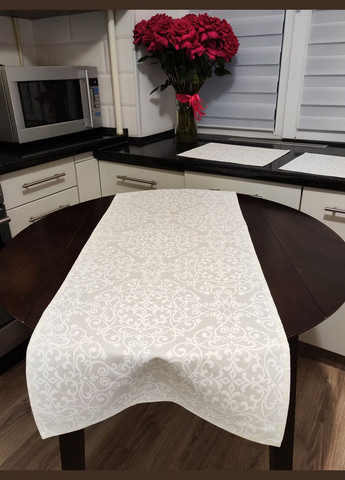 Ранер на стіл декоративна біла доріжка водовідштовхувальна тефлонова "Класика біло-пісочна" 37, 178 Maystat (340672972)