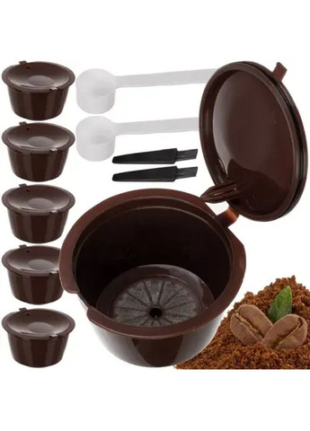 Набір комплект багаторазових кавових капсул із кришкою з силіконовим ущільнювачем 6 штук 5,5х3 см (478485-Prob) Unbranded (305741310)