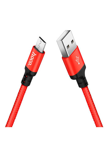 Кабель X14 USB to Micro 2,4A, 1m, nylon, aluminum connectors Black-red Hoco (369623732)