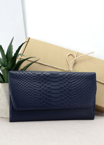 Подарунковий жіночий набір №91: гаманець Leona + обкладинка на паспорт (синій пітон) HandyCover (283323782)