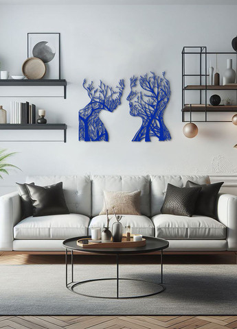 Декоративне панно з дерева, інтер'єрна картина на стіну "Закохана пара", оригінальний подарунок 70х53 см Woodyard (292013035)