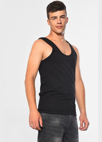 Майка чоловіча однотонна чорного кольору Let's Shop (297517721)