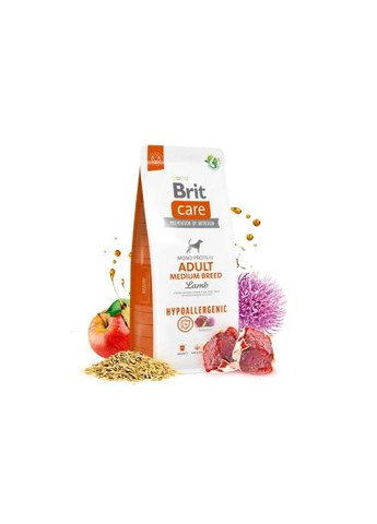 Сухий корм для собак Dog Hypoallergenic Adult Medium Breed гіпоалергенний з ягням 12 кг (8595602559015) Brit Care Dog Hypoallergenic Adult Medium Breed гіпоалергенн (369882463)