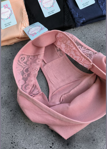 Набор 4 шт хлопковые трусы слип в рубчик с кружевом впереди (сзади бесшовные края, что не передавливают ягодицы) Kokowei (330143737)