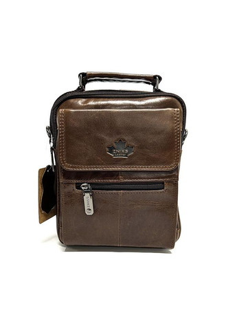 Коричнева чоловіча маленька шкіряна вертикальна сумка месенджер через плече No Brand (316715441)