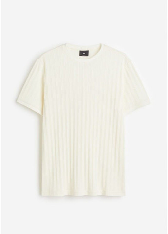 Молочна чоловіча ажурна футболка regular fit (56847) s молочна H&M