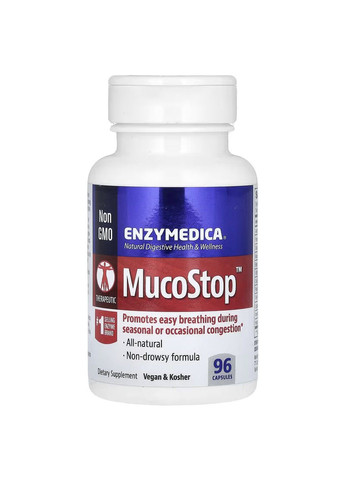 Комплексна Підтримка при Закладеності Носа MucoStop - 48 капсул Enzymedica (293965330)