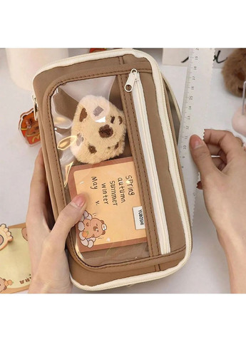 Большой школьный пенал «Капибара» 3 значка 20 наклеек Бумага для заметок Брелок в комплекте No Brand (369163440)