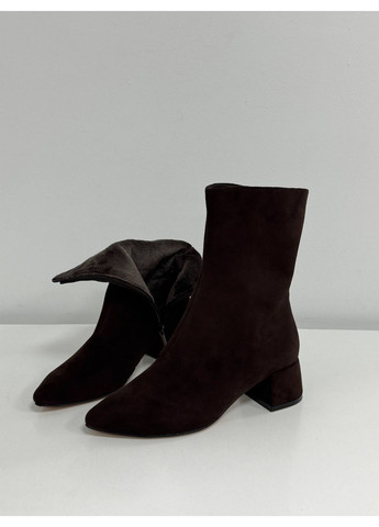 Темно-коричневі демісезонна стильні жіночі ботильйони No Brand