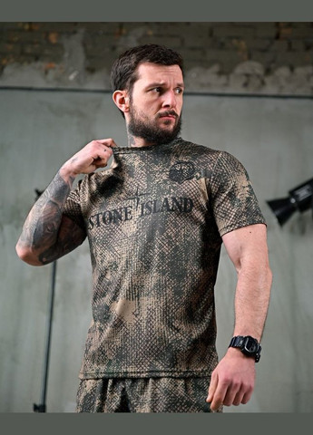 Мужской летний костюм Stone Island & New Balance шорты+футболка хаки Freedom (336346564)