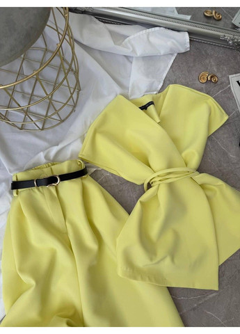 Костюм 2–ка з костюмки, з жилеткою та широкими штанами мод ЛКК-202, світло-жовтий, 50-52 No Brand (355469711)