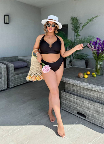 Чорний літній купальник роздільний: трусики та ліф роздільний Allthings