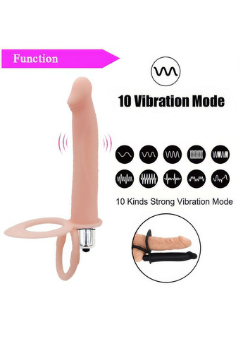 Ерекційне кільце з вібрацією та додатковим фалосом для подвійного проникнення No Brand (368669434)