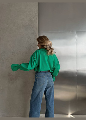 Зеленая кэжуал рубашка однотонная N.Family