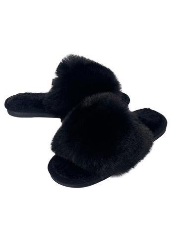 Кімнатні тапочки жіночі пухнасті чорні 6098-1 Sanlin (298344786)
