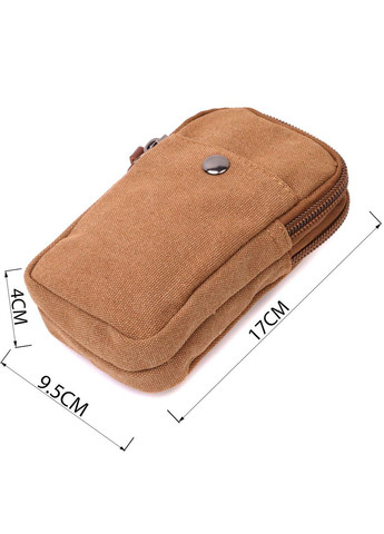 Добротна сумка-чохол на пояс із металевим карабіном із текстилю 22225 Коричневий Vintage (329150047)