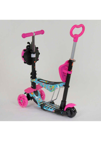 Самокат триколісний 5в1, АБСТРАКЦІЯ, PU колеса, ПІДСВІЧУВАННЯ КОЛІС, в коробці Best Scooter (305823007)