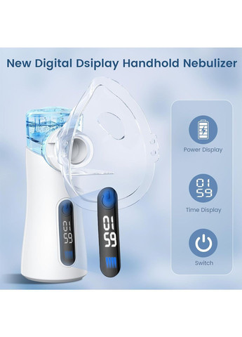 Інгалятор ультразвуковий акумуляторний 4.3х6.1х12.1 см білий Amazon (362045842)