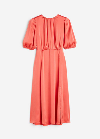 Красное кэжуал атласное платье макси H&M однотонное