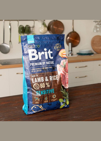 Сухой корм с ягненком Sensitive Lamb Rice Брит Премиум для собак с чувствительным пищеварением 3 кг (8595602526628) Brit Premium (351480083)