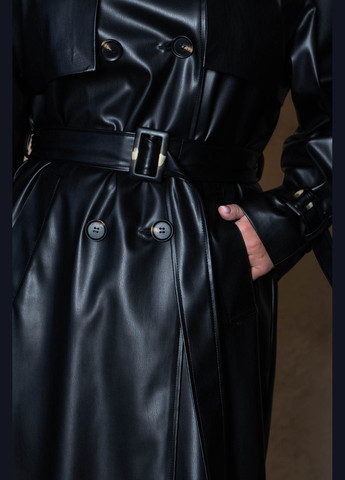 Стильний чорний тренч Jadone Fashion тренчкот на пуговицах демисезон (302437653)