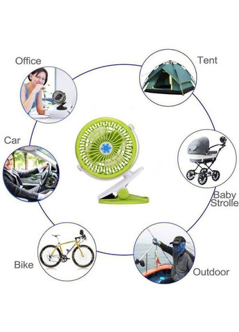 Переносной USB мини-вентилятор ML-F168 с аккумулятором на прищепке, зеленый Mini Fan (315719745)