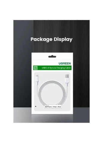 Кабель Ugreen USB 2.0 AM to Lightning 2.0m US155 2.4A, Nickel Pl (268142327)