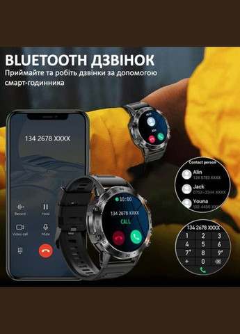 Чоловічий розумний смарт-годинник водонепроникний K52 2ремішки годинник чоловічий класичний із тонометром UWatch (341316279)