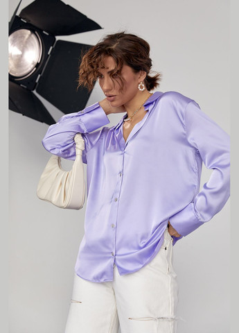 Фиолетовая демисезонная шелковая блуза на пуговицах Lurex