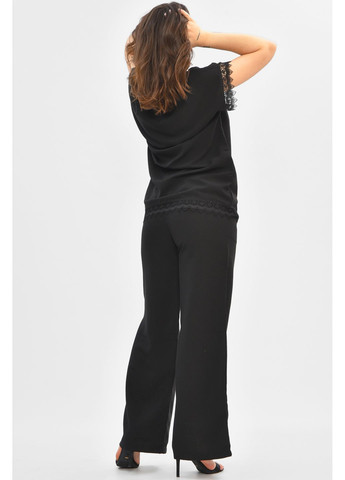 Костюм женский однотонный полубатальный черного цвета Let's Shop (352476730)