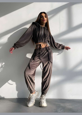 Мягкий велюровый костюм тройка с корсетом, женский спортивный костюм с капюшоном на... No Brand (331283735)