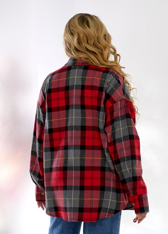 Красная повседневный, классическая, кэжуал рубашка в клетку No Brand с длинным рукавом