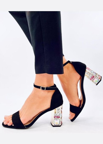 Жіночі босоніжки на підборах 1364 Чорні Kamengsi (327795945)