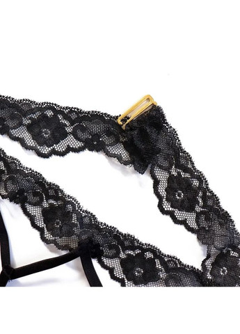 Чорний демісезонний комплект із м'якого мережива жіноча нижня. мереживна жіноча спідня білизна з поясом і підтяжками s, China