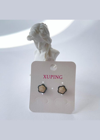 Сережки позолота Xuping Гвоздики квіти чорні Золото 9 мм S15086 Xuping Jewelry (328943393)