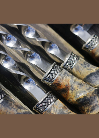 Подарунковий набір шампурів у шкіряному чохлі з виделкою мельхіор (НШ005КВМ) Гранд Презент (279381988)